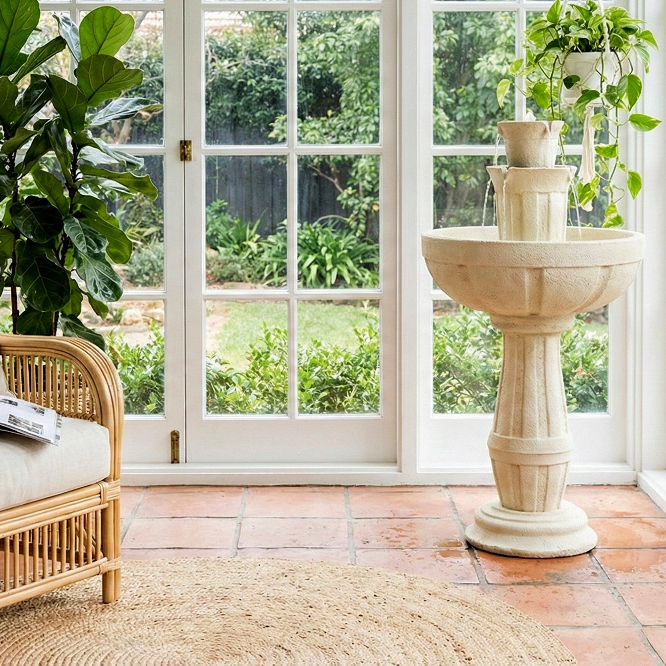 Bari 5-In-1 Cordless Fluted Fountain with Infinity Bowl