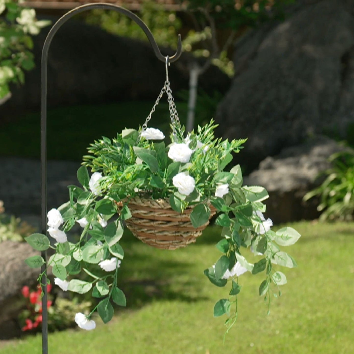 16" Scented Diffusing Faux Floral Hanging Basket
