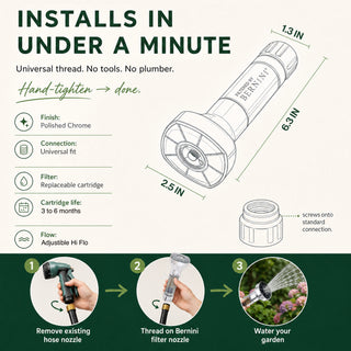 Clear Flo Filtered Garden Hose Nozzle Polished Nickel