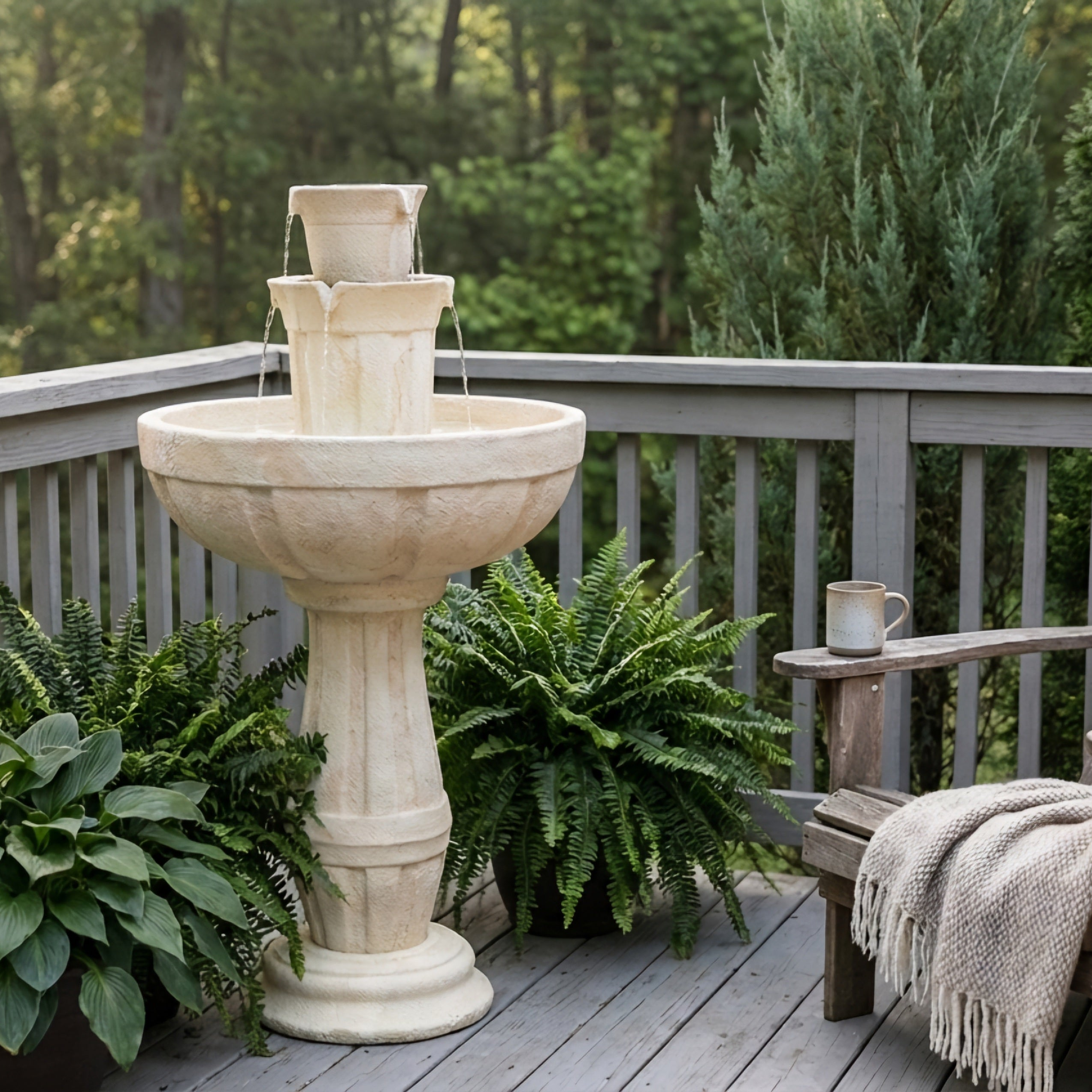 Bari 5-In-1 Cordless Fluted Fountain with Infinity Bowl