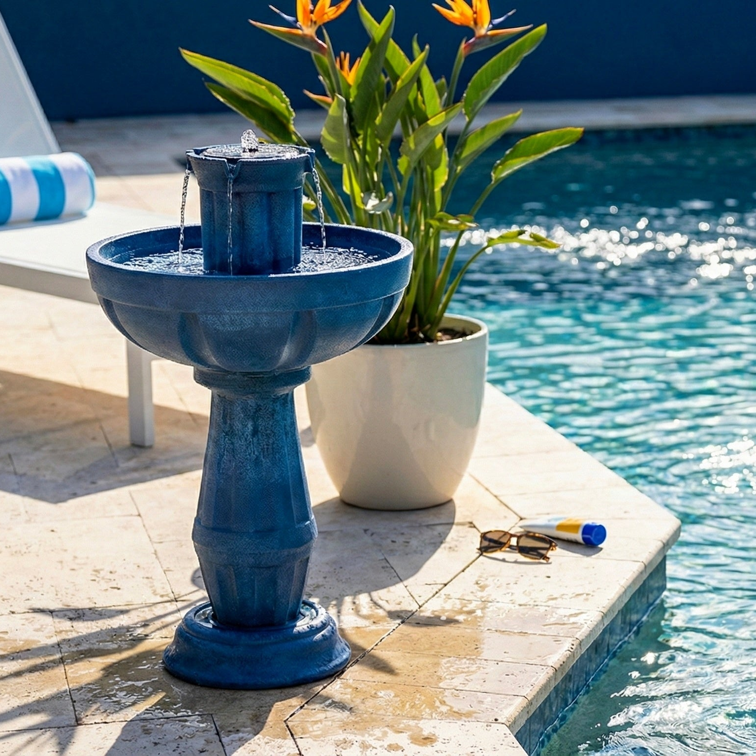 Bari 5-In-1 Cordless Fluted Fountain with Infinity Bowl