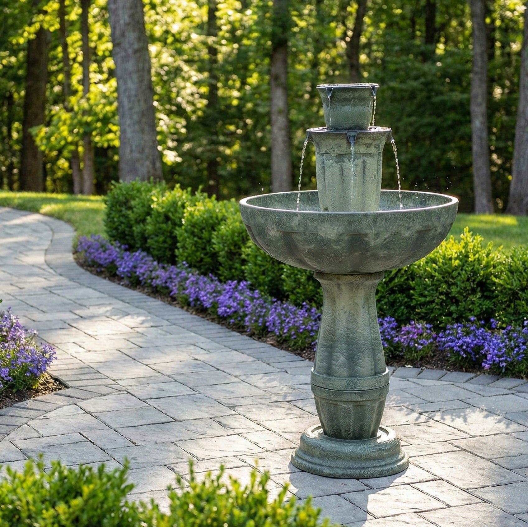 Bari 5-In-1 Cordless Fluted Fountain with Infinity Bowl