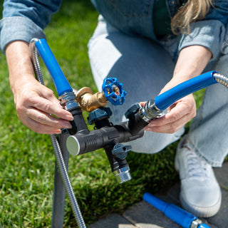 Set of Two 25' Expanding Metal Hoses w/ 3-way Splitter