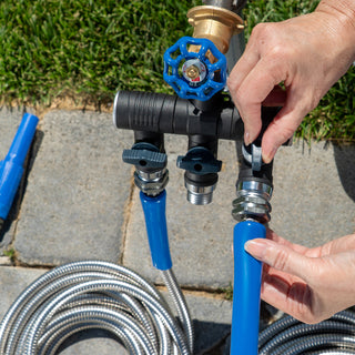 Set of Two 25' Expanding Metal Hoses w/ 3-way Splitter