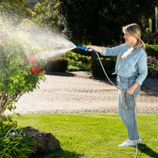 Set of Two 25' Expanding Metal Hoses w/ 3-way Splitter