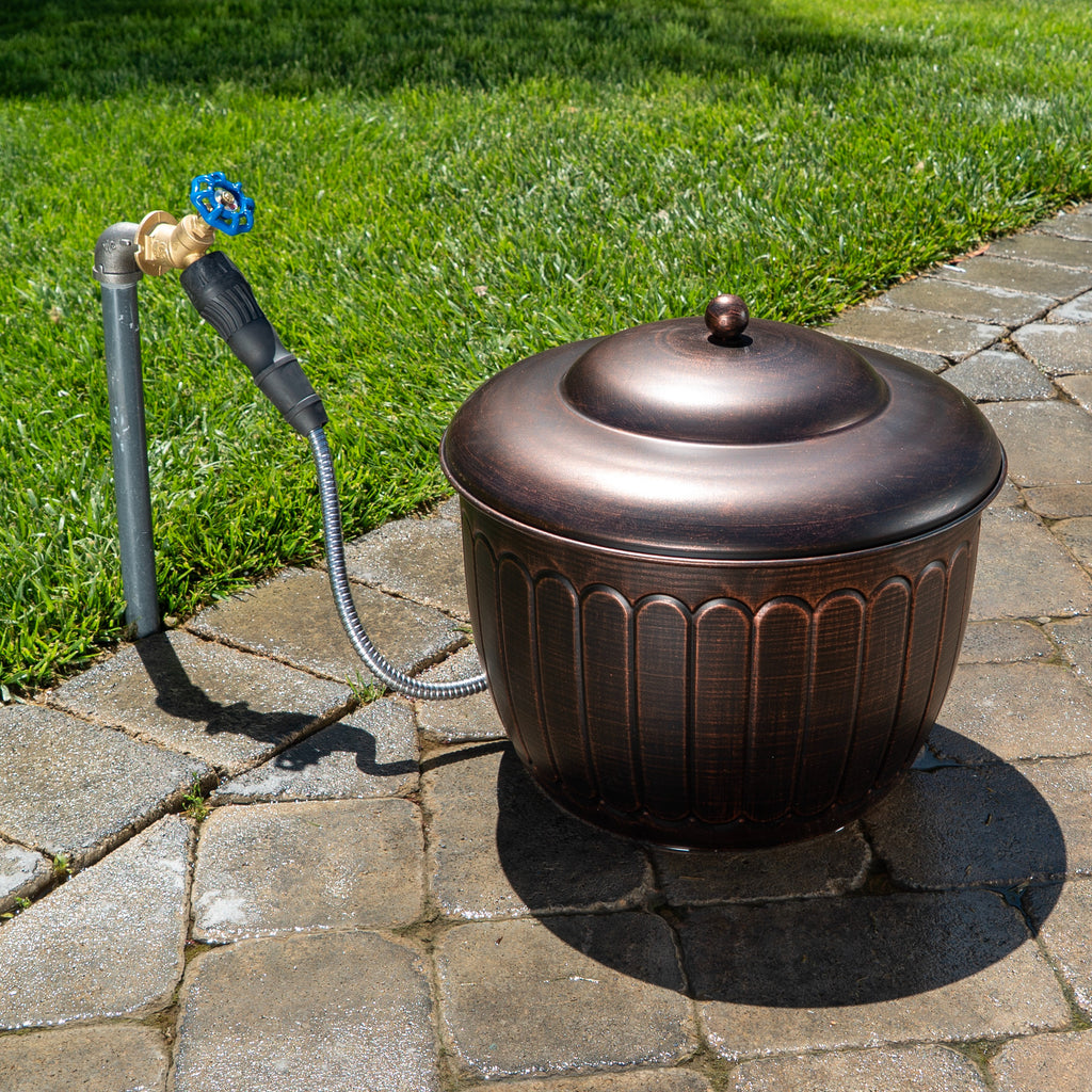 Bernini Metal Hose Storage Pot with Lid and Drainage Hole – Bernini ...