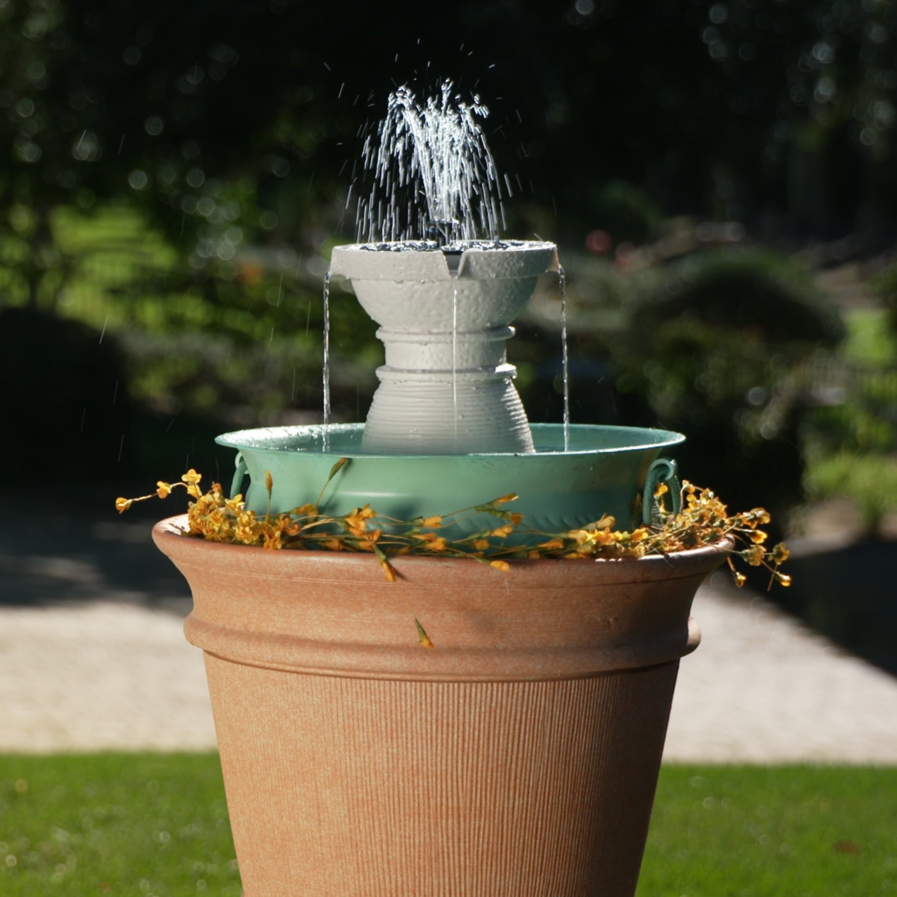 faux succulent fountain w/ led lights 7.5in Padua Fountain Tower – Bernini Fountains