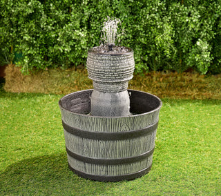 Bernini Rustic Whiskey Barrel Fountain