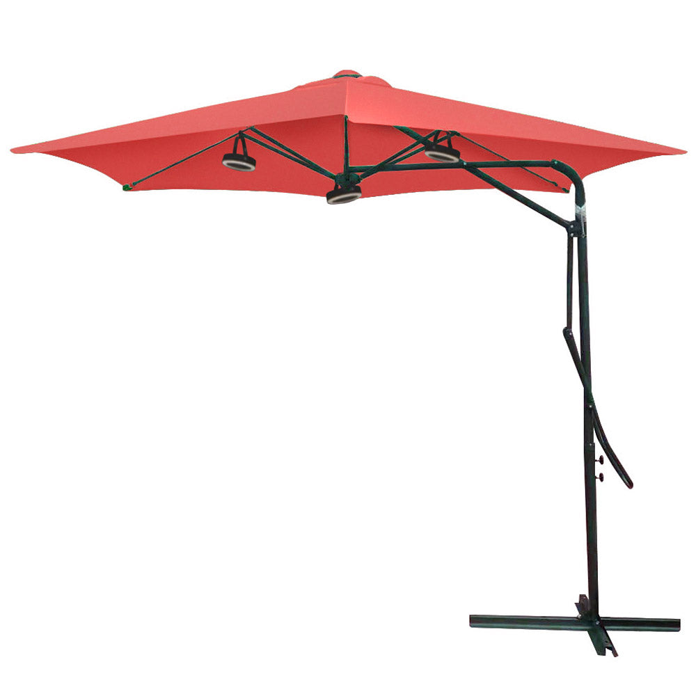 Bernini Sea Breeze Umbrella w/Adjustable Shade,Lights & Fans ,Red